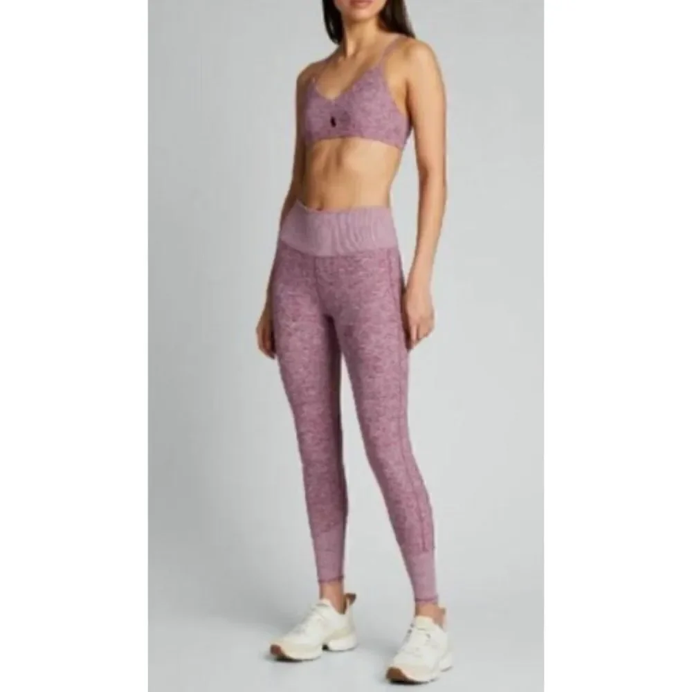 Alo Yoga High Waist Lounge Crop Leggings Gym Pink Heather Size S